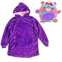 Детский плед с капюшоном и рукавами Huggle Pets Hoodie (фиолетовый)