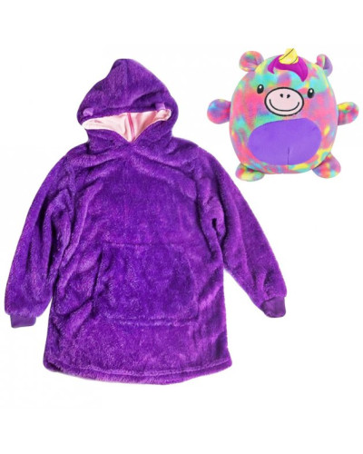 Детский плед с капюшоном и рукавами Huggle Pets Hoodie (фиолетовый)