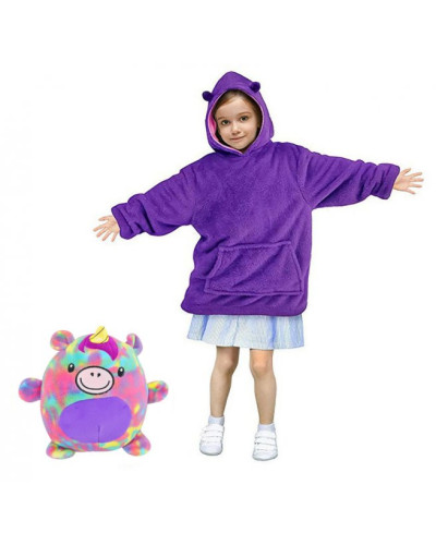 Детский плед с капюшоном и рукавами Huggle Pets Hoodie (фиолетовый) Детский плед с капюшоном и рукавами Huggle Pets Hoodie (фиолетовый)